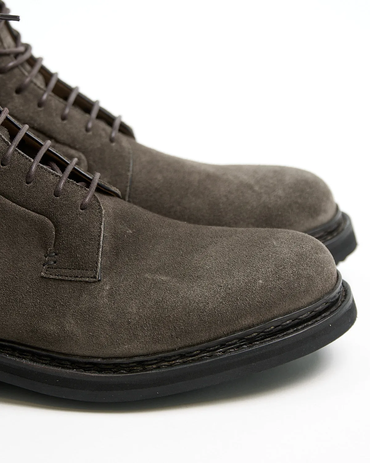 Anthracite Grey Hydrovelours Suede 'Carex' Commando Boots