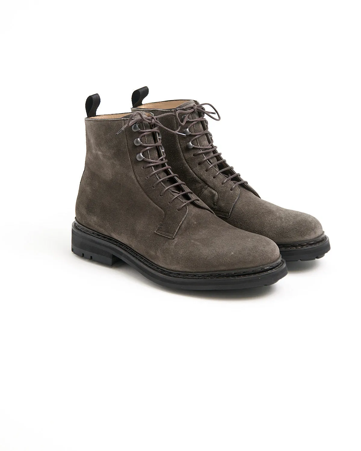 Anthracite Grey Hydrovelours Suede 'Carex' Commando Boots