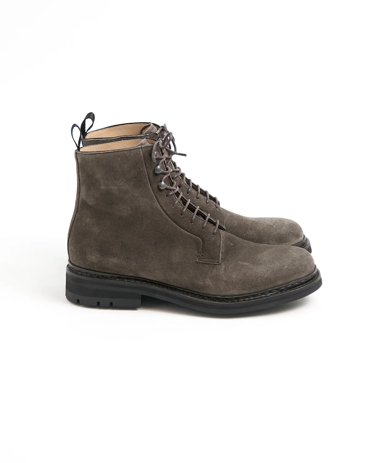 Anthracite Grey Hydrovelours Suede 'Carex' Commando Boots