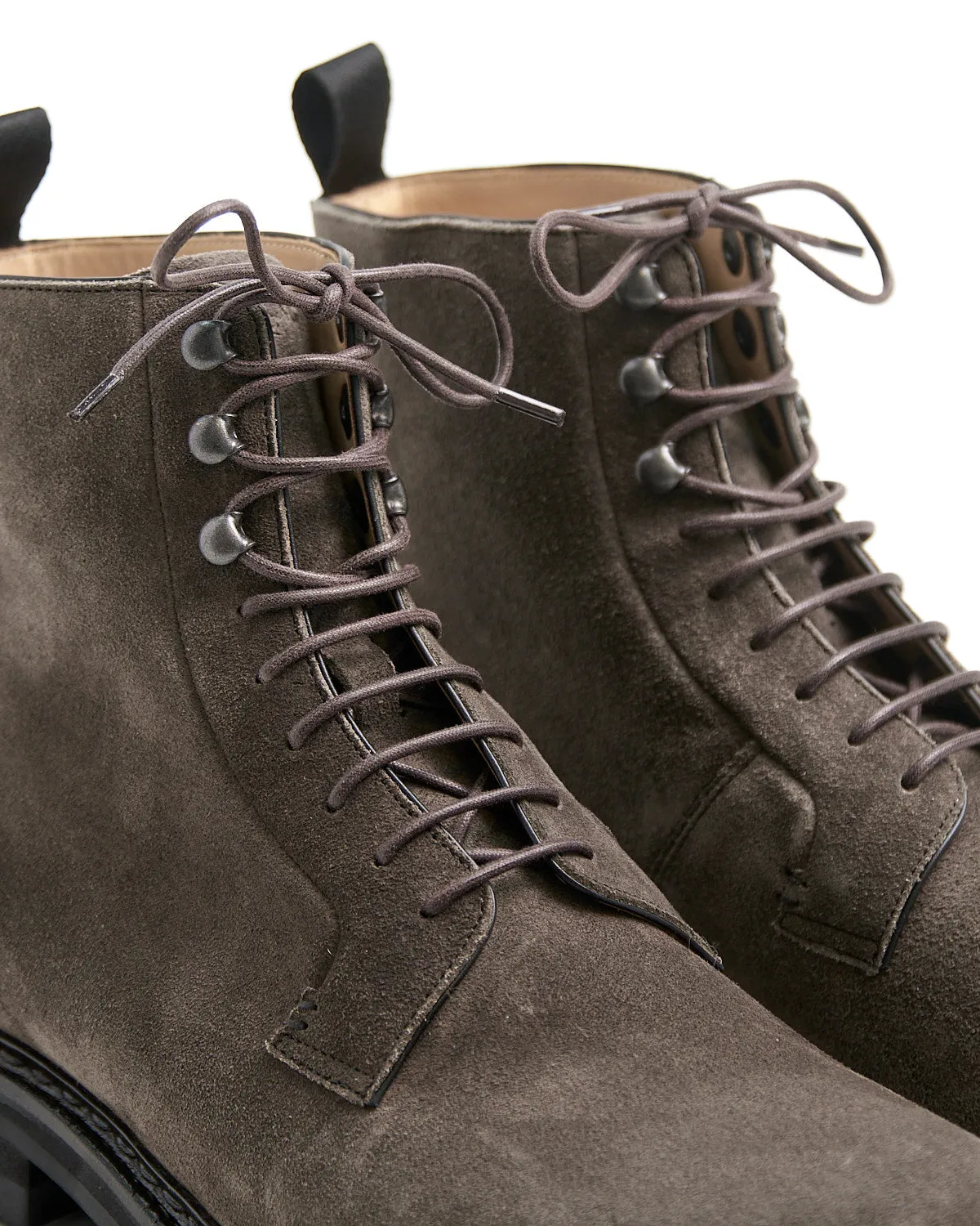 Anthracite Grey Hydrovelours Suede 'Carex' Commando Boots