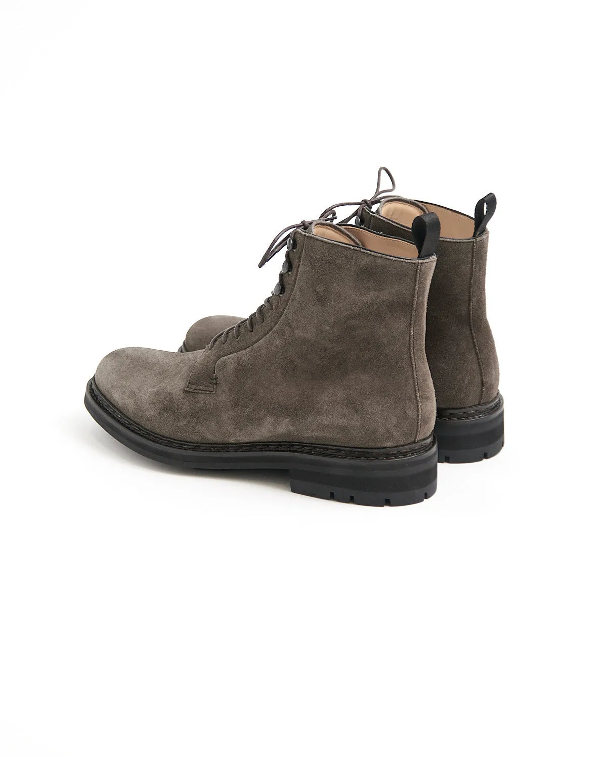 Anthracite Grey Hydrovelours Suede 'Carex' Commando Boots