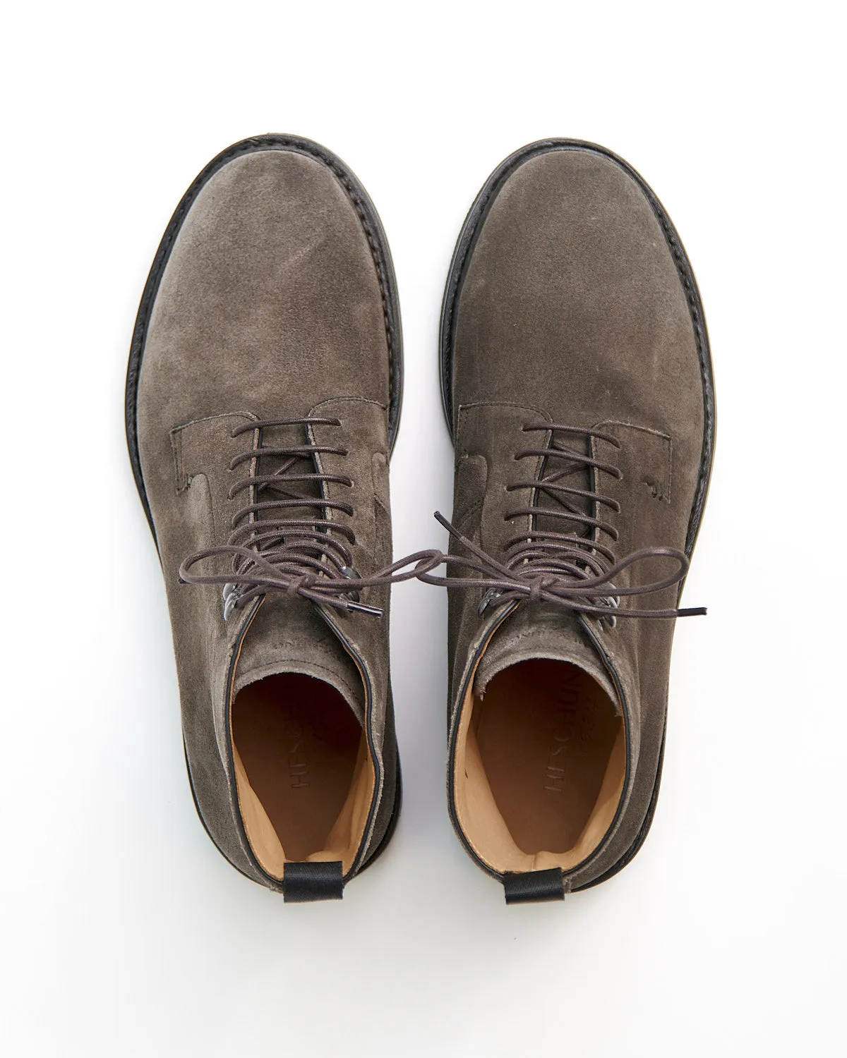 Anthracite Grey Hydrovelours Suede 'Carex' Commando Boots