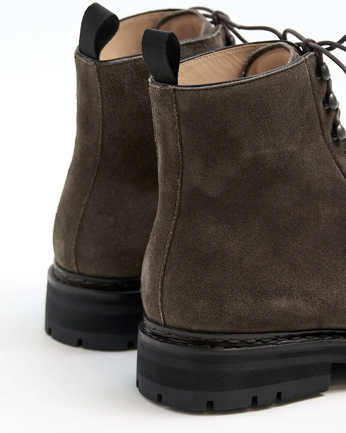 Anthracite Grey Hydrovelours Suede 'Carex' Commando Boots