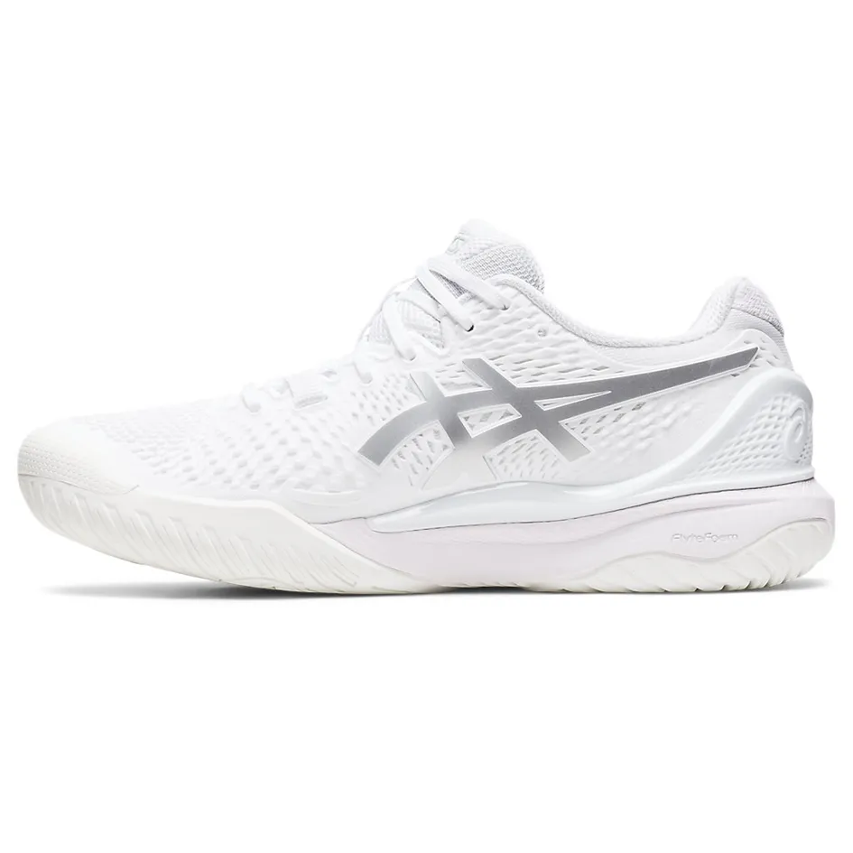 Asics Gel-Resolution 9 White/Pure Silver Women's Tennis Shoes