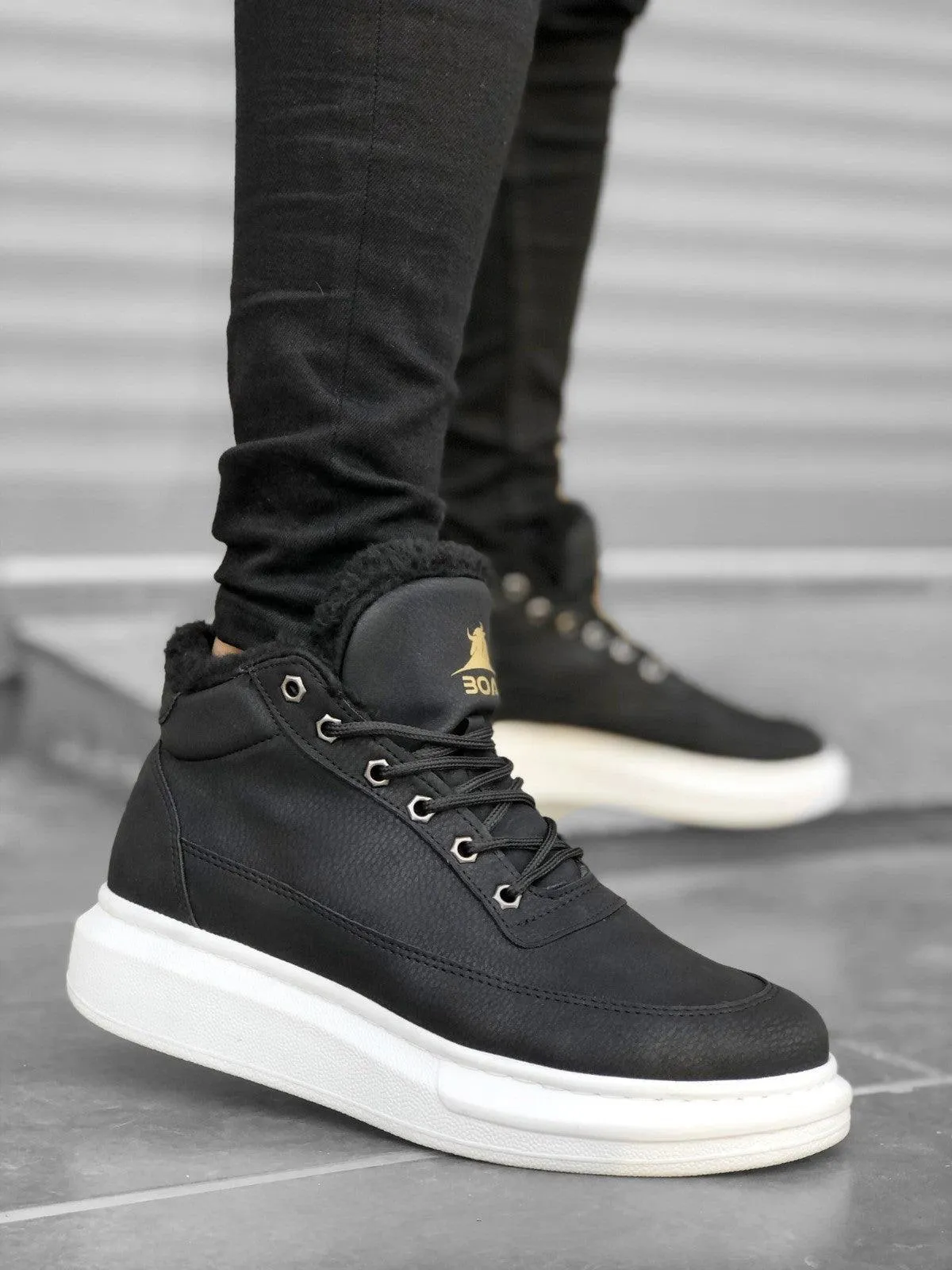 BA0151 Shearling Lace-up Men's Style Sports Boots