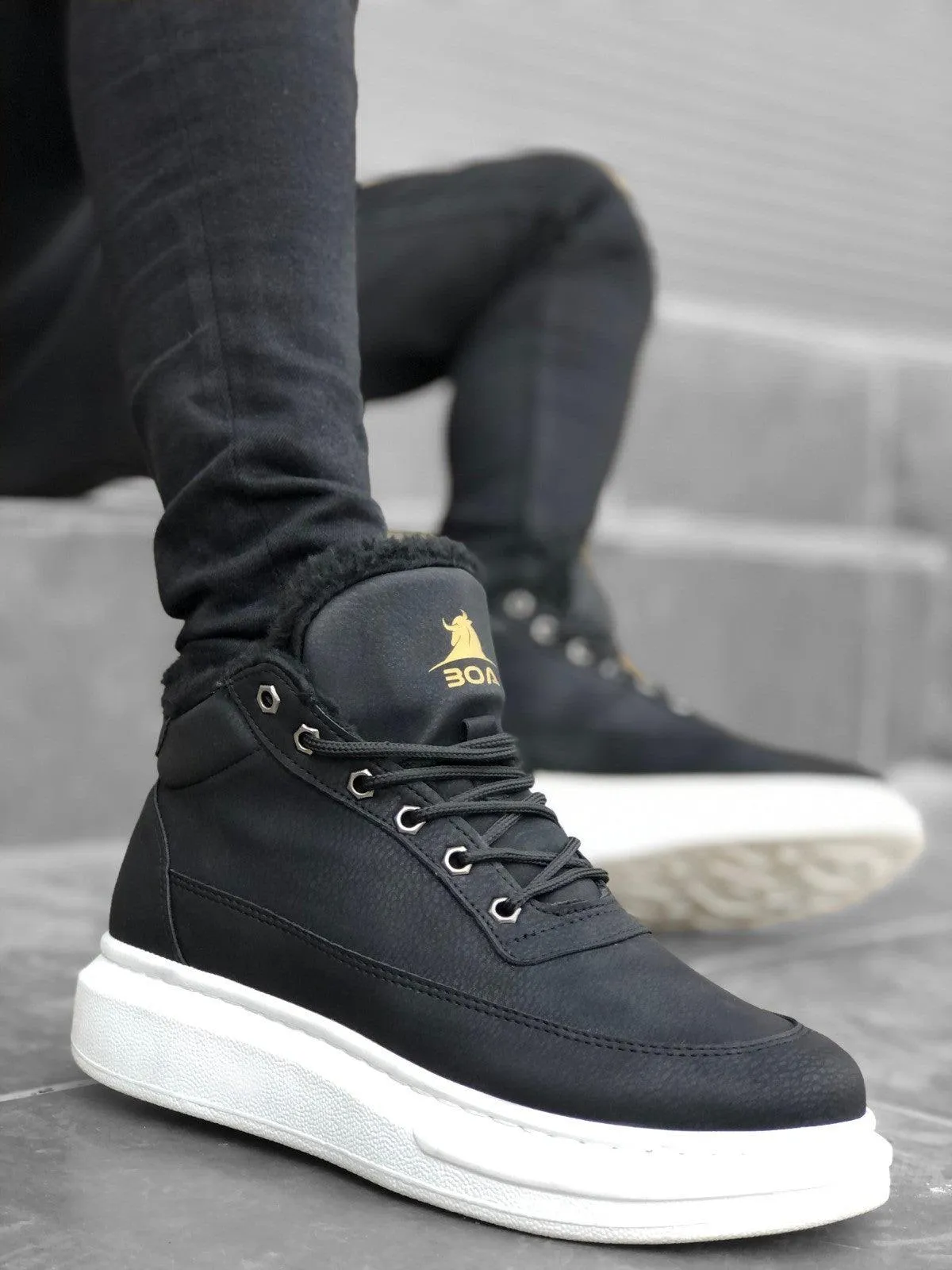 BA0151 Shearling Lace-up Men's Style Sports Boots