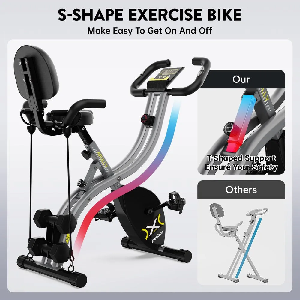 Exercise Bike Folding Stationary Cycling Bicycle Indoor Upright Recumbent Exercise Bike with LCD Monitor Maximum Weight 300lb