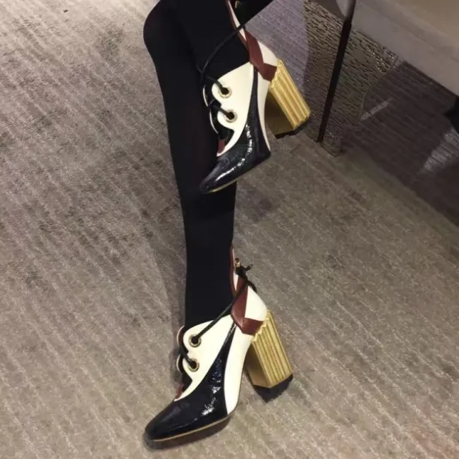 Fashion Leather Square Toe Colorblock Chunky Heel Ankle Boots